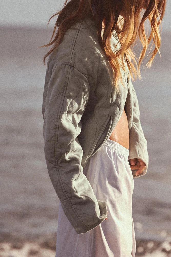 WASHED-EFFECT QUILTED JACKET