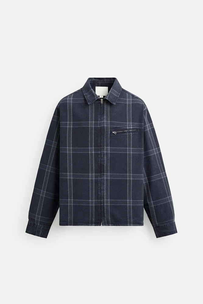 VESTE À CARREAUX ZIPPÉE