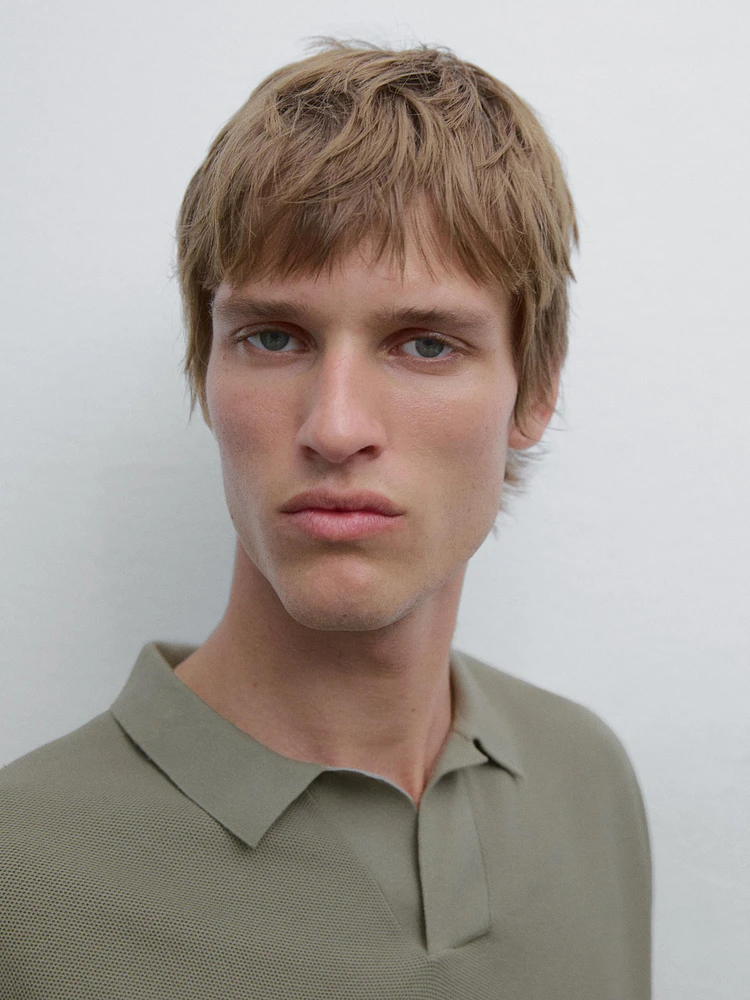 100% cotton knit polo collar sweater