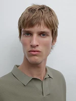 100% cotton knit polo collar sweater