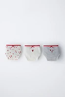6-14 ANS/ LOT DE TROIS CULOTTES CŒURS