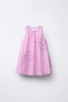 3D FLORAL POPLIN DRESS