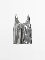 Flowing metallic strappy top