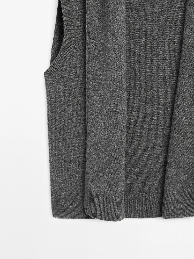 Veste sans manches avec pull en laine mélangée