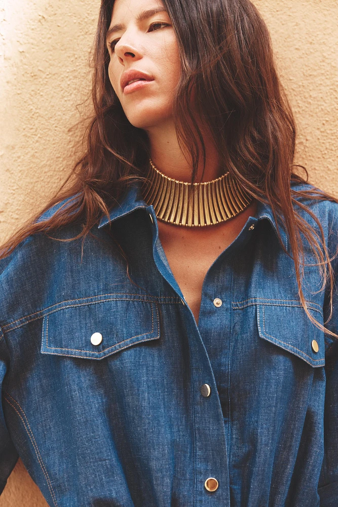 SHORT-SLEEVE LINEN JACKET