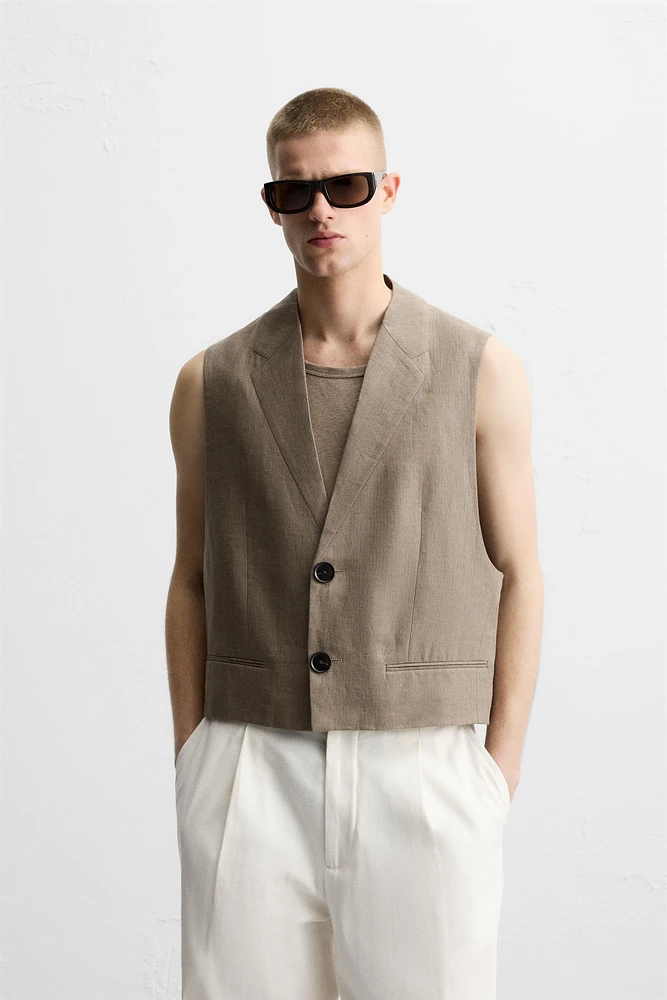 GILET STRUCTURÉ LIN - COTON