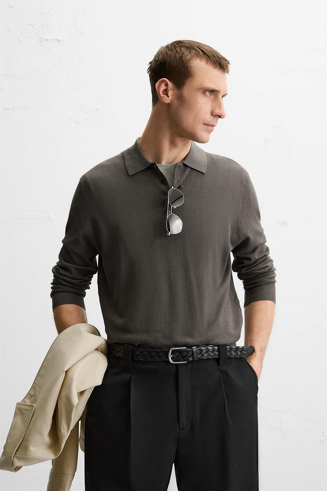 SILK COTTON KNIT POLO