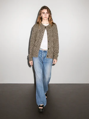 100% cashmere mouliné knit cardigan