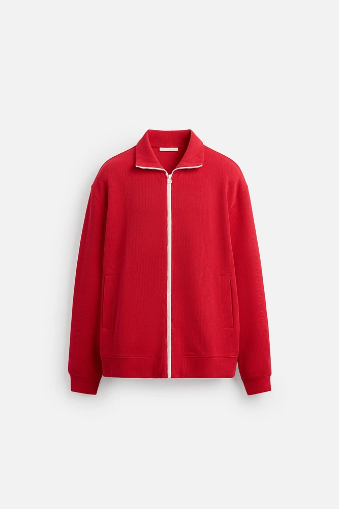 TEXTURED ZIP SWEATSHIRT