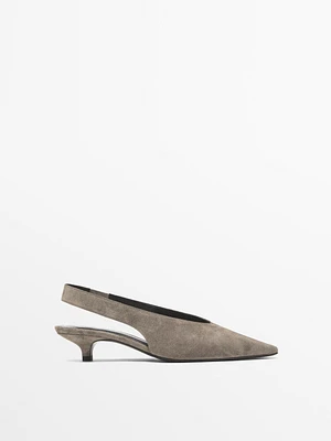Escarpins type mules en croûte de cuir