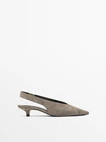 Split suede high-heel slingback shoes