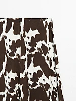 Flounce animal print midi skirt