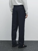 Pantalon regular fit 100 % lin