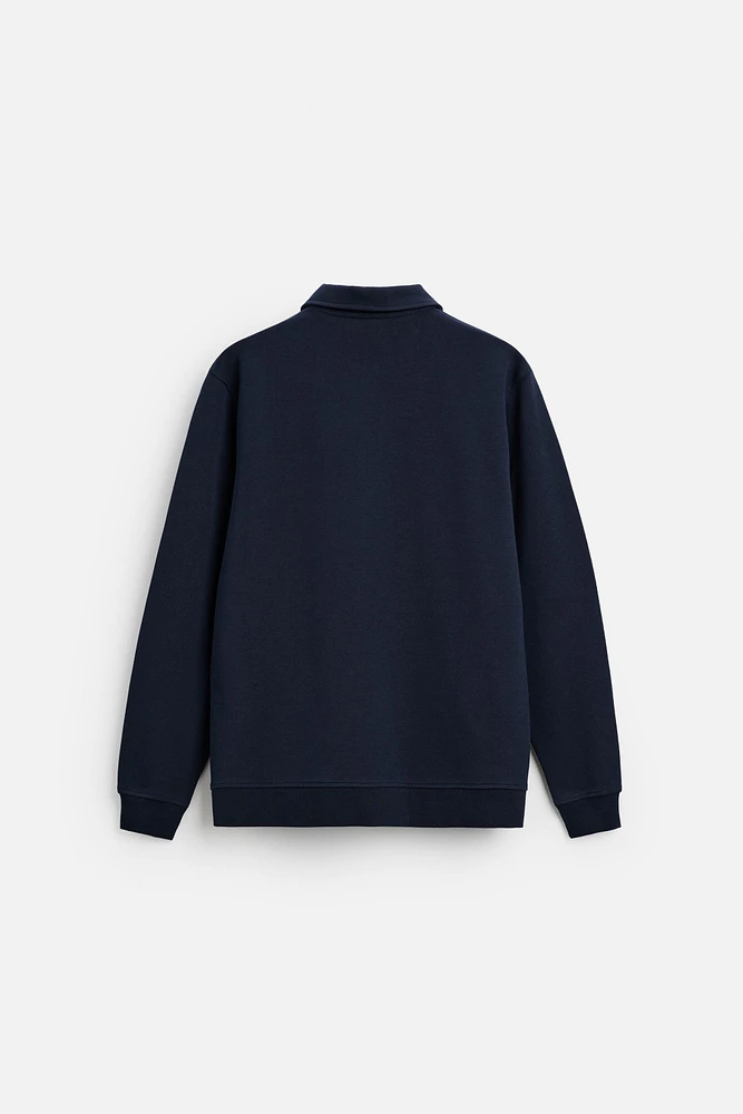 SWEAT POLO INTERLOCK COL ZIPPÉ
