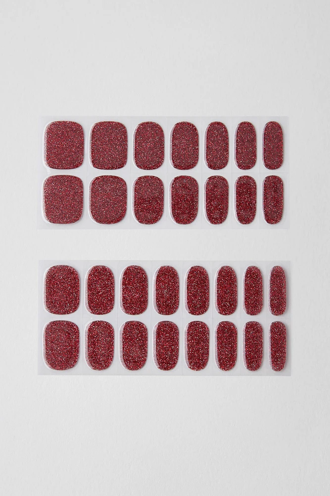 ZARA RED SPARKLE NAIL WRAPS - Gel Nails Effect