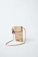 RAFFIA EFFECT PHONE CASE WITH CHARM
