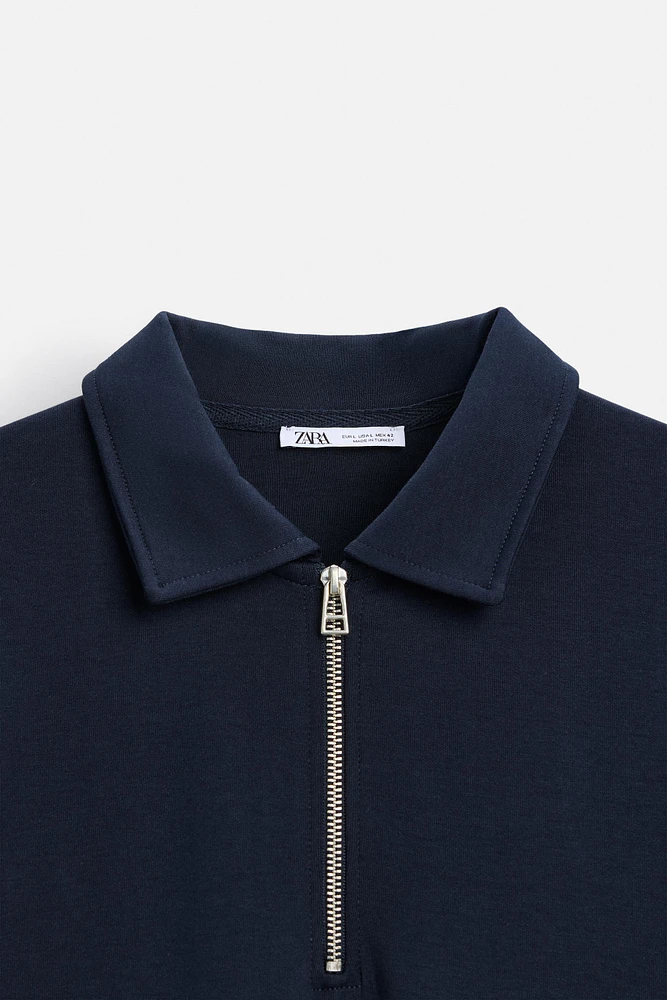 SWEAT POLO INTERLOCK COL ZIPPÉ