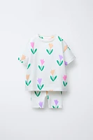 PRINTED JOGGING T-SHIRT AND CYCLING LEGGINGS SET