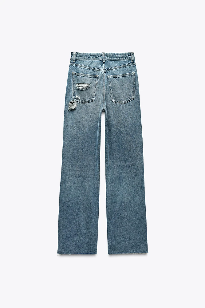 TRF HIGH RISE WIDE LEG RIPPED JEANS