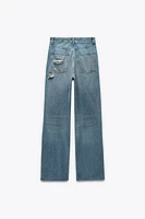 TRF HIGH RISE WIDE LEG RIPPED JEANS