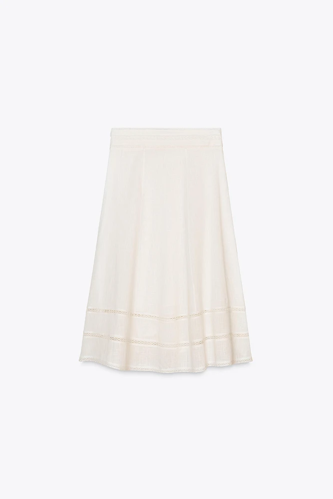 ZW COLLECTION EMBROIDERED MIDI SKIRT