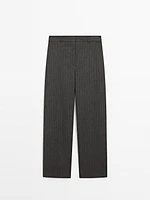 Striped straight-leg trousers
