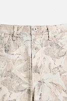 ABSTRACT PRINT DENIM SHORTS