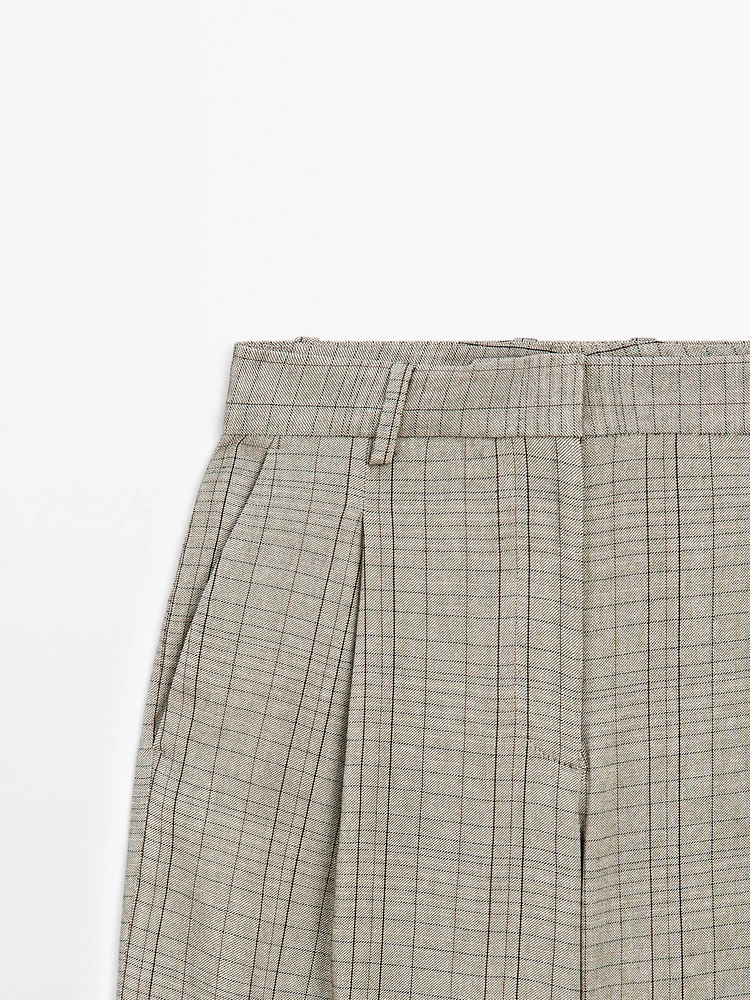 Pantalon de tailleur imprimé à carreaux