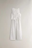 EMBROIDERED PANTS WITH LILIES
