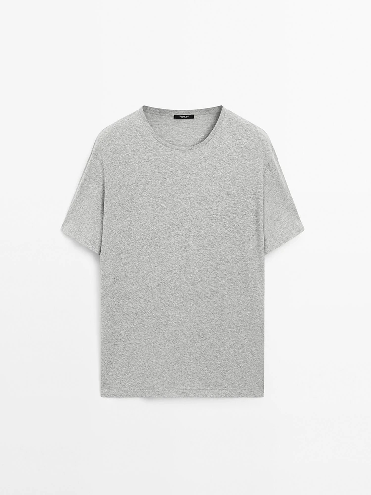 Melange cotton and linen t-shirt