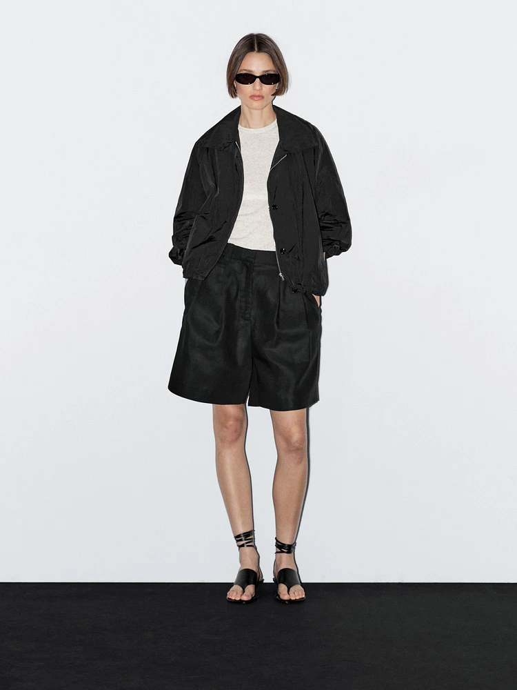 High neck bomber puff jacket