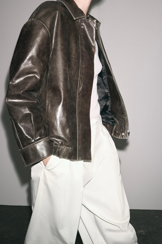 BLOUSON BOMBER EN CUIR 100 % ZW COLLECTION LIMITED EDITION