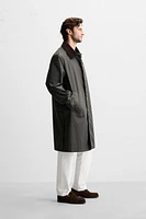 WAXED TRENCH COAT WITH CONTRAST COLLAR