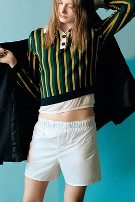 PULL POLO EN MAILLE À RAYURES