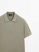 Cotton knit quarter-zip polo shirt