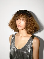 Flowing metallic strappy top