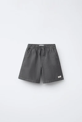 WIDE FIT COTTON SHORTS WITH LABEL