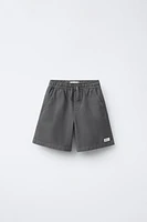 WIDE FIT COTTON SHORTS WITH LABEL