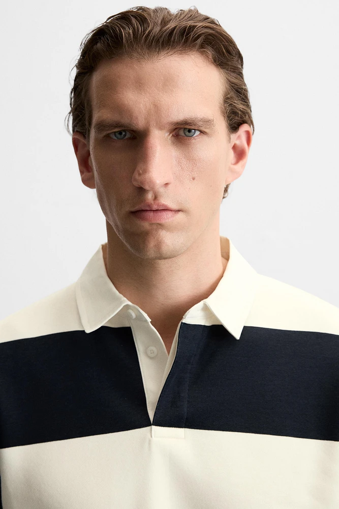CONTRAST COLLAR POLO SWEATSHIRT