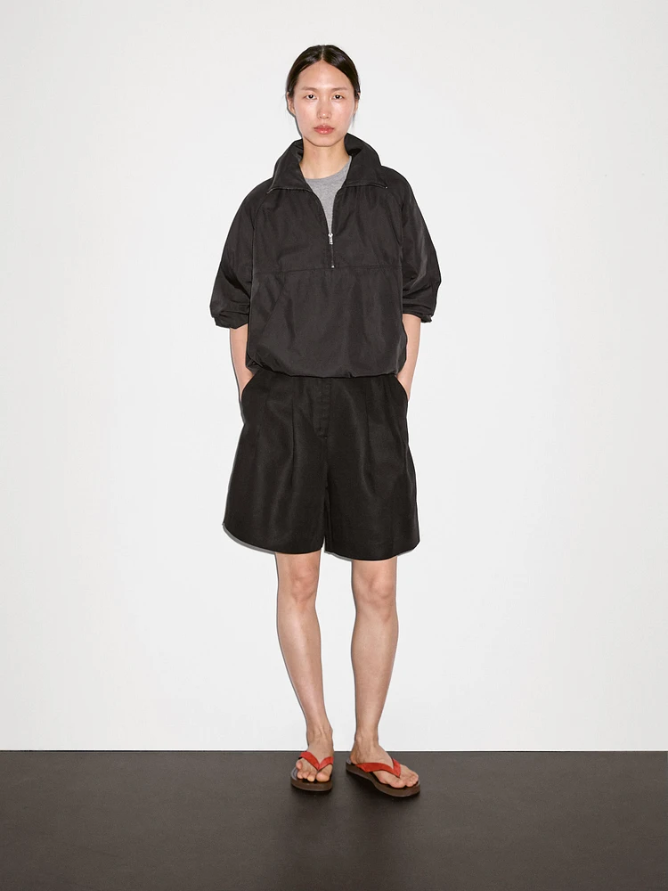 Technical fabric sweatshirt with zip detail