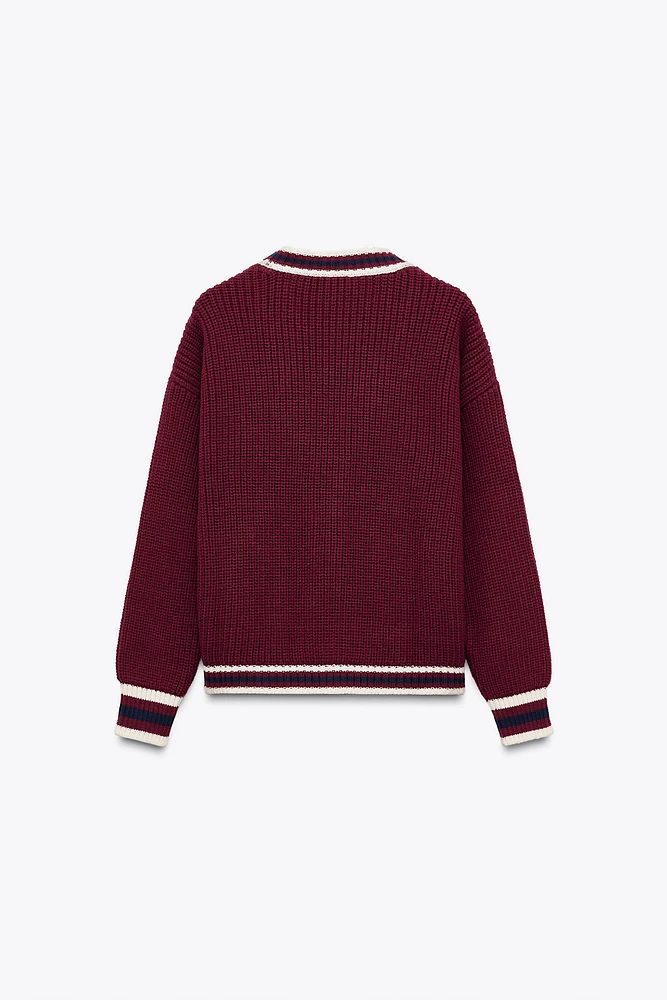 KNIT JACKET WITH PIPING