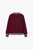 KNIT JACKET WITH PIPING