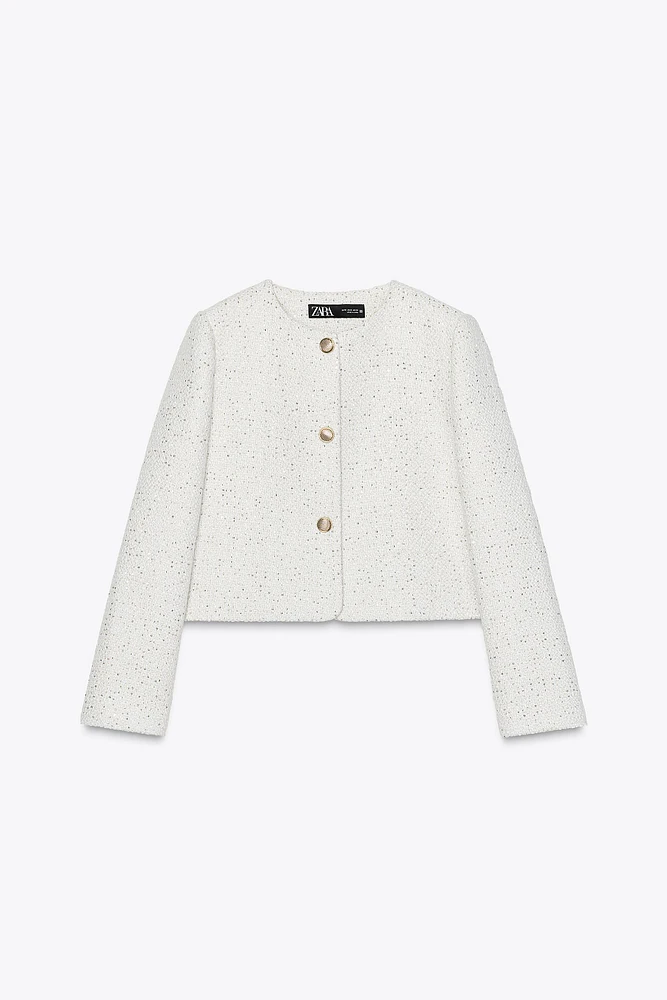 TEXTURED SEQUIN BLAZER