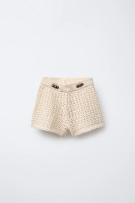 BEADED KNIT SHORTS