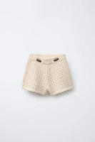 BEADED KNIT SHORTS