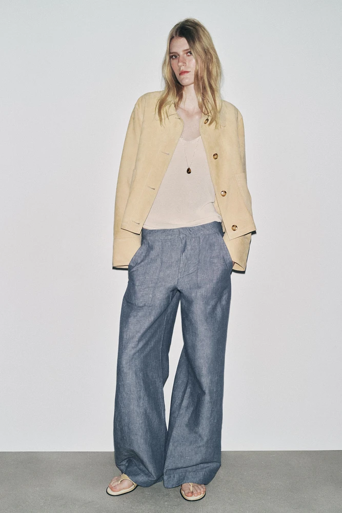 PANTALON JAMBES LARGES AVEC LIN ZW COLLECTION