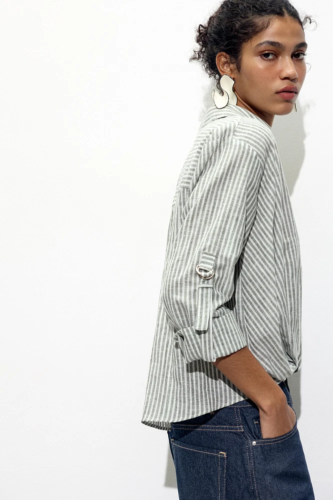 KNOTTED LINEN BLEND SHIRT