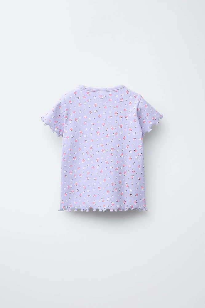 LOT DE DEUX T-SHIRTS CÔTELÉS À FLEURS