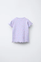 LOT DE DEUX T-SHIRTS CÔTELÉS À FLEURS
