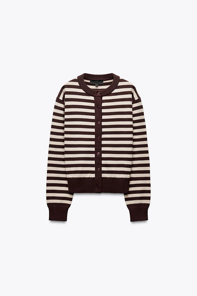 STRIPED KNIT CARDIGAN
